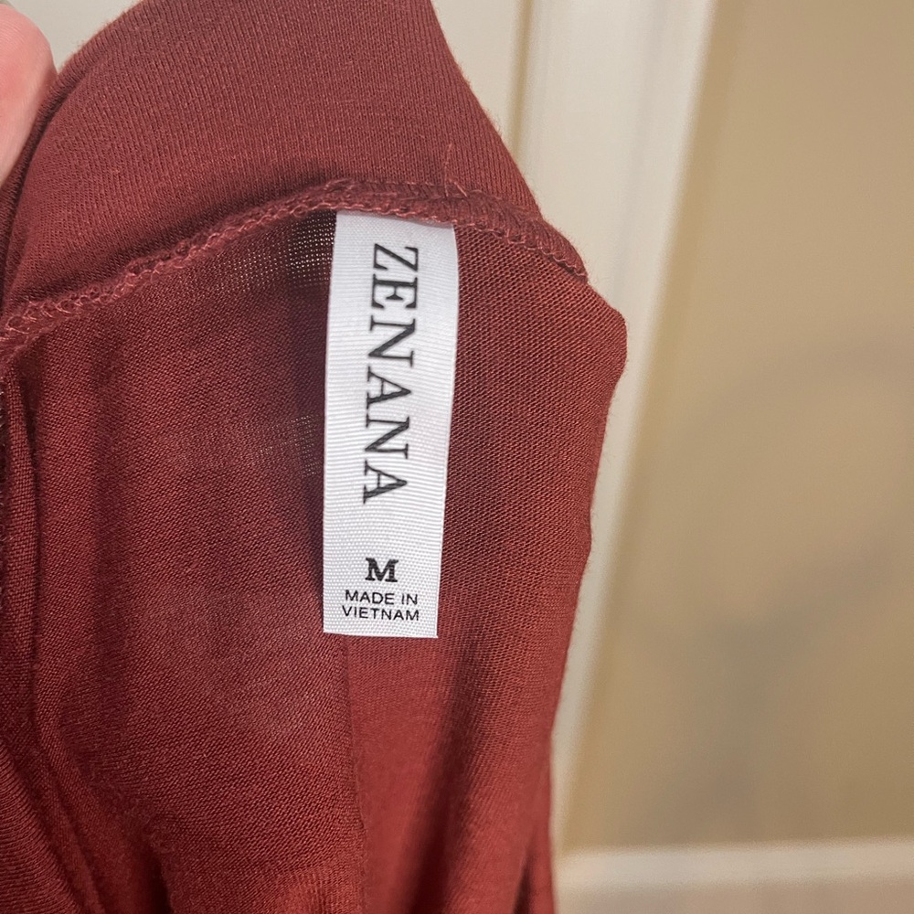 NWT Zenana Outfitters Maxi Skirt Dark Rust With Pockets Drawstring Size M - Picture 2 of 6